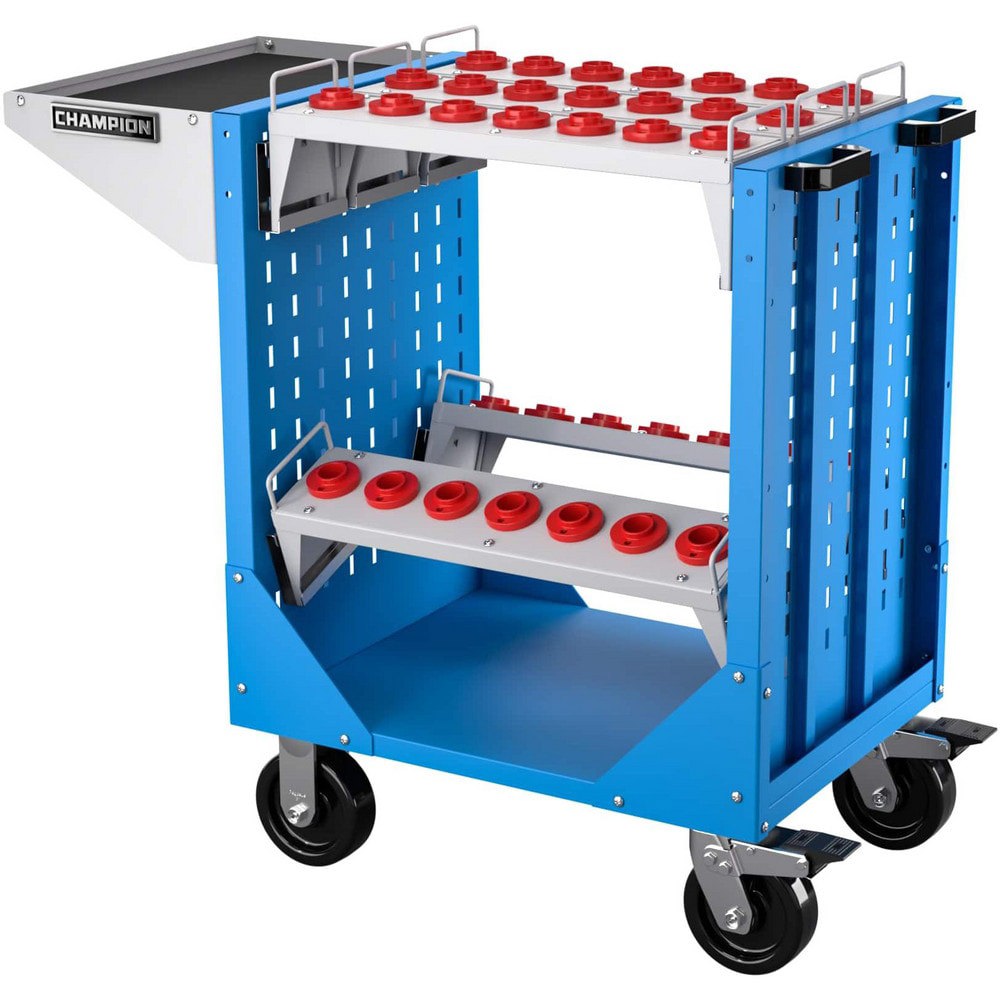 CNC Storage Carts; Style: CAT ; Taper Size: CAT30 ; Tool Type: CAT ; Caster Type: Swivel; Fixed ; Color: Bright Blue ; Tool Capacity: 3600