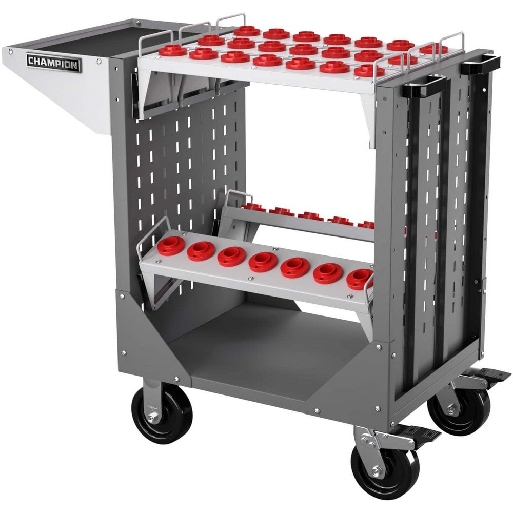 CNC Storage Carts; Style: CAT ; Taper Size: CAT30 ; Tool Type: CAT ; Caster Type: Swivel; Fixed ; Color: Dark Gray ; Tool Capacity: 3600