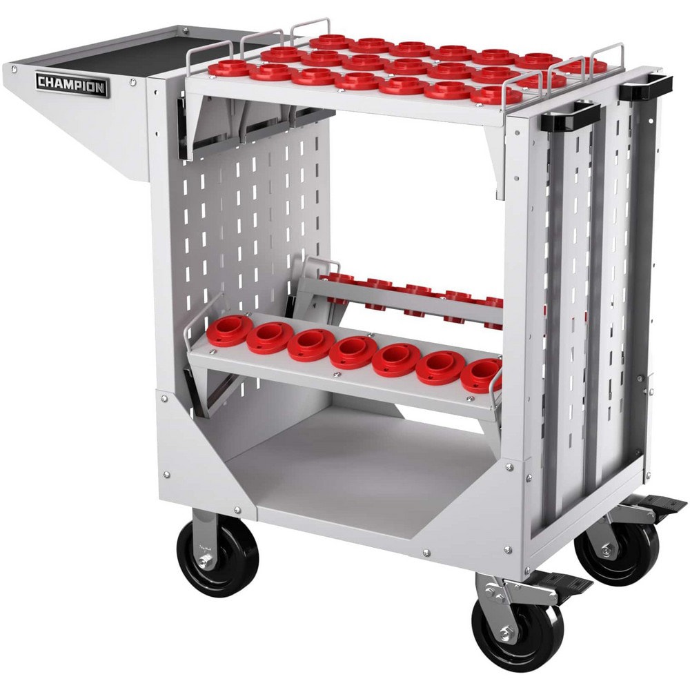 CNC Storage Carts; Style: CAT ; Taper Size: CAT40 ; Tool Type: CAT ; Caster Type: Swivel; Fixed ; Color: Light Gray ; Tool Capacity: 3600