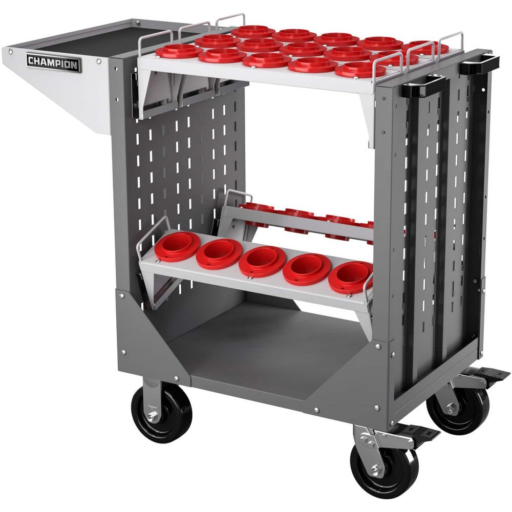 CNC Storage Carts; Style: CAT ; Taper Size: CAT50 ; Tool Type: CAT ; Caster Type: Swivel; Fixed ; Color: Dark Gray ; Tool Capacity: 3600