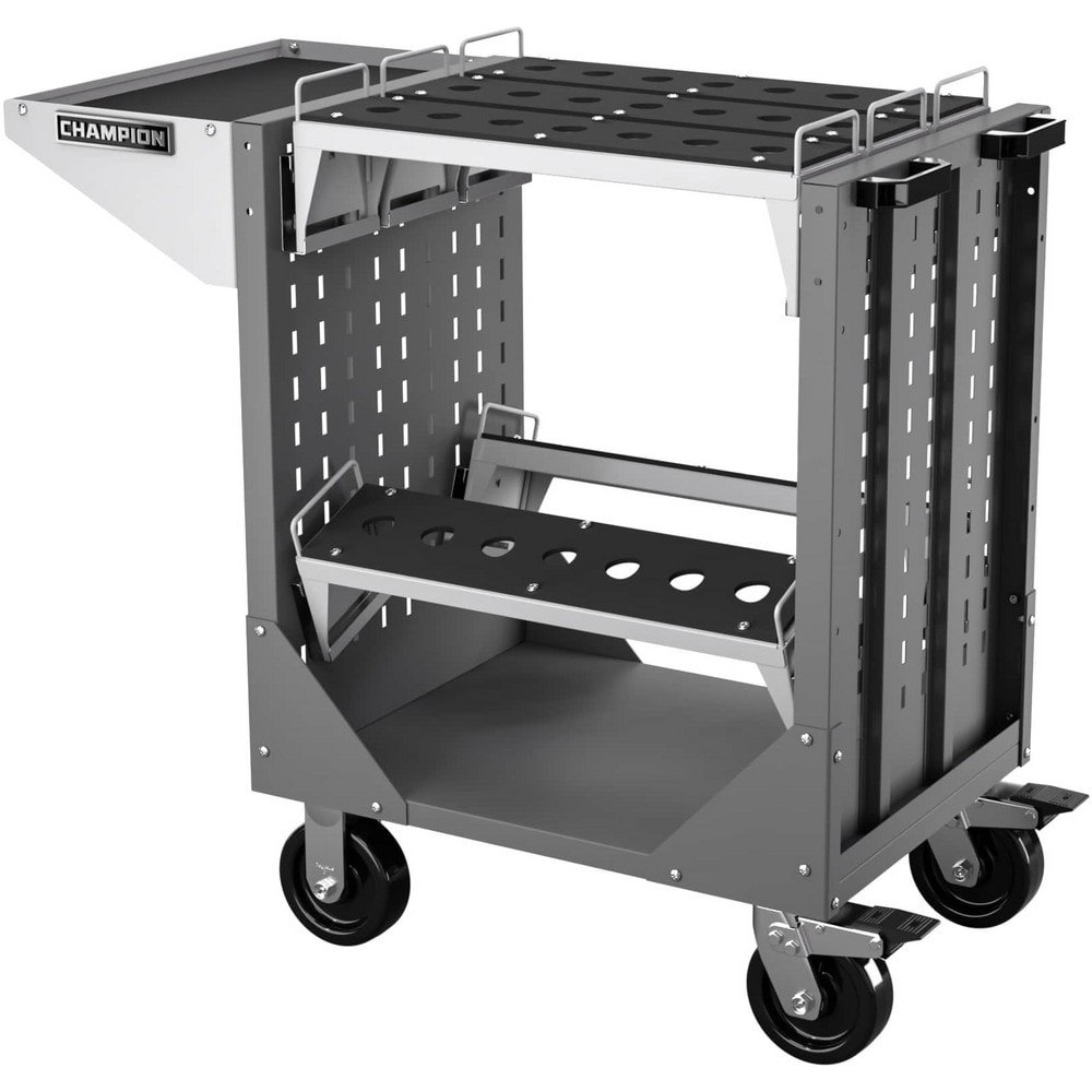CNC Storage Carts; Style: Capto ; Taper Size: Capto C5 ; Tool Type: CAPTO ; Caster Type: Swivel; Fixed ; Color: Dark Gray ; Tool Capacity: 3600