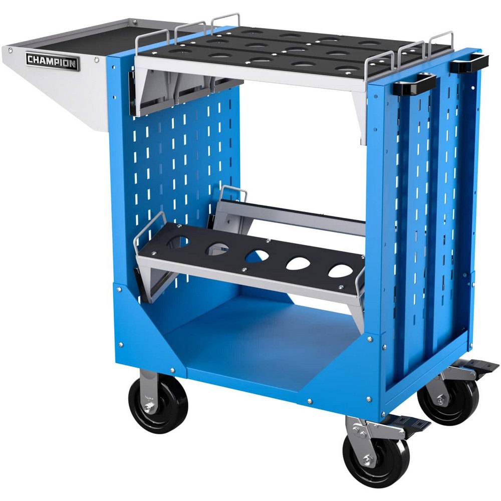 CNC Storage Carts; Style: Capto ; Taper Size: Capto C8 ; Tool Type: CAPTO ; Caster Type: Swivel; Fixed ; Color: Bright Blue ; Tool Capacity: 3600