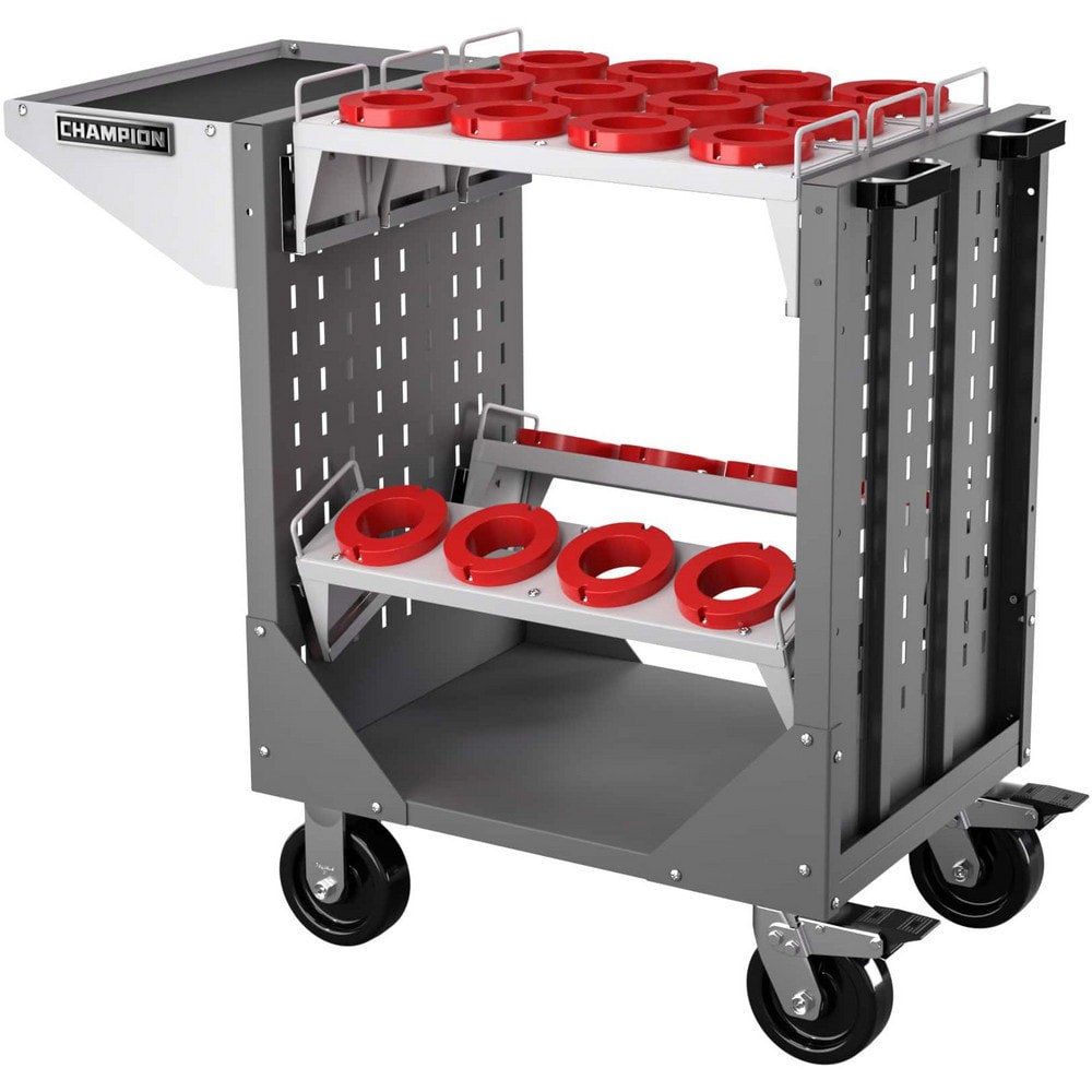 CNC Storage Carts; Style: HSK ; Taper Size: HSK100 ; Tool Type: HSK ; Caster Type: Swivel; Fixed ; Color: Dark Gray ; Tool Capacity: 3600