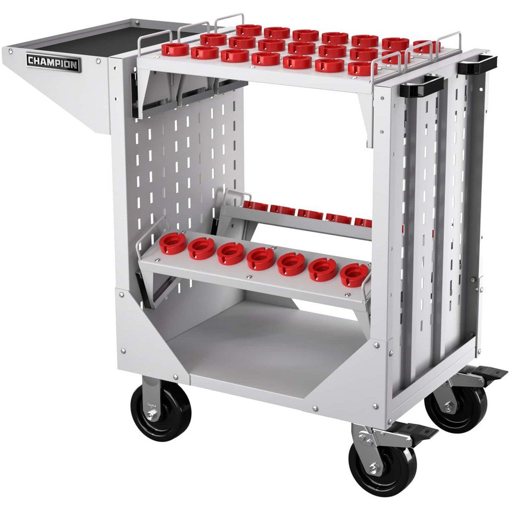 CNC Storage Carts; Style: HSK ; Taper Size: HSK40 ; Tool Type: HSK ; Caster Type: Swivel; Fixed ; Color: Light Gray ; Tool Capacity: 3600
