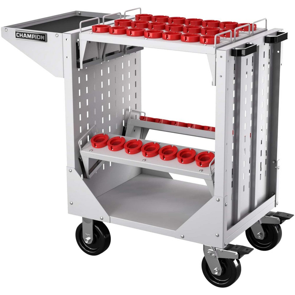 CNC Storage Carts; Style: HSK ; Taper Size: HSK50 ; Tool Type: HSK ; Caster Type: Swivel; Fixed ; Color: Light Gray ; Tool Capacity: 3600