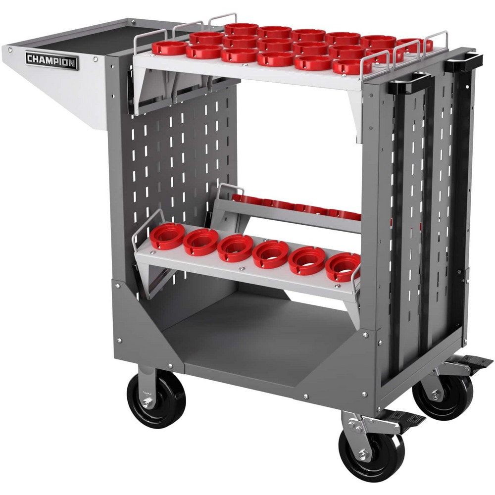 CNC Storage Carts; Style: HSK ; Taper Size: HSK63 ; Tool Type: HSK ; Caster Type: Swivel; Fixed ; Color: Dark Gray ; Tool Capacity: 3600