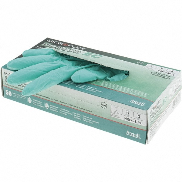 Series Microflex Neopro Disposable Gloves: Size Large, 6.3 mil, Uncoated-Coated Neoprene, Medical Grade, Unpowdered