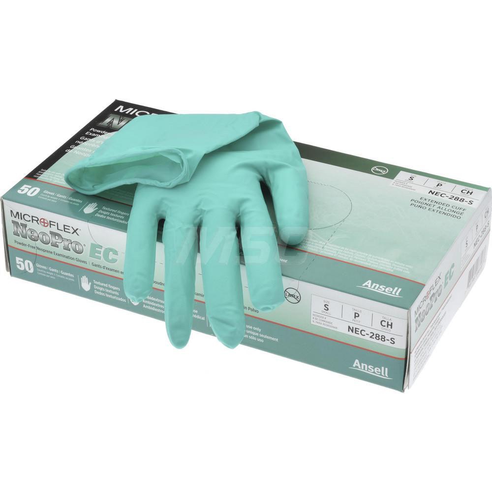 Series Microflex Neopro Disposable Gloves: Size Small, 6.3 mil, Uncoated-Coated Neoprene, Medical Grade, Unpowdered