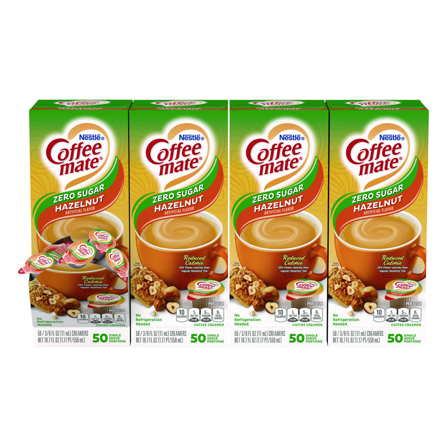 Coffee, Tea & Accessories; Creamer Type: Liquid ; Container Size: 0.38oz ; Container Type: Mini Cups ; Flavor: Hazelnut ; UNSPSC Code: 0050201714