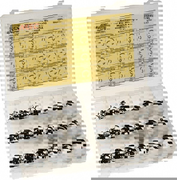 174 Piece, M10 to M40, Steel, Snap Internal Retaining Ring Assortment