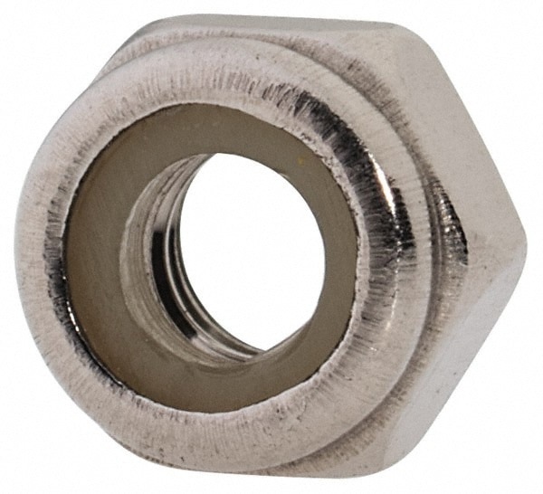 Hex Lock Nut: Insert, Nylon Insert, M4x0.7, Class 316/A4 Stainless Steel, Bright/Uncoated