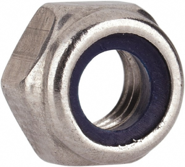 Hex Lock Nut: Insert, Nylon Insert, M5x0.8, Class 316/A4 Stainless Steel, Bright/Uncoated