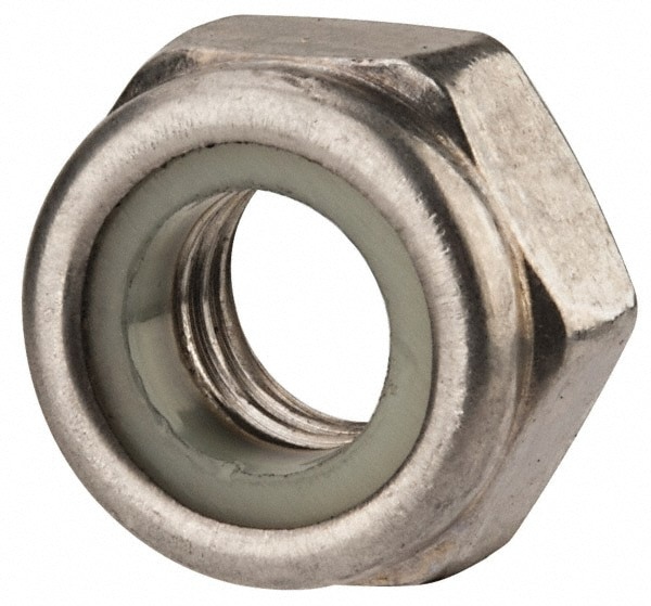 Hex Lock Nut: Insert, Nylon Insert, M10x1.5, Class 316/A4 Stainless Steel, Bright/Uncoated