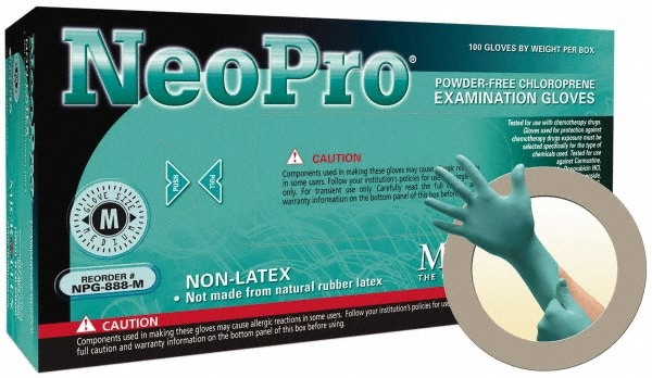Series Microflex Neopro Disposable Gloves: Size Medium, 5.1 mil, Uncoated-Coated Neoprene, Medical Grade, Unpowdered