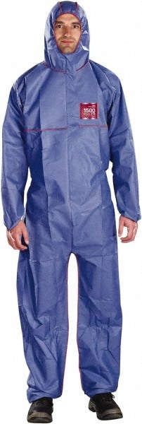 Disposable Coveralls: Anti-Static, Chemical, Flame & Retardant, Size 3X-Large, 1.4700 oz, SMS, Zipper Closure