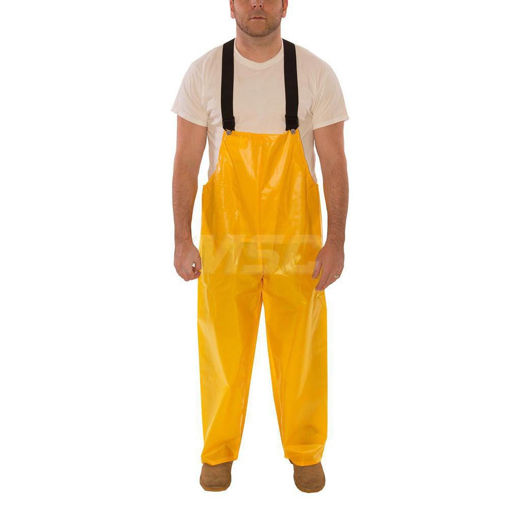 Non-Disposable Rain & Chemical-Resistant Bib Overalls: Waterproof, Chemical Resistant & Mildew Resistant, Gold, Polyurethane On 210D Nylon