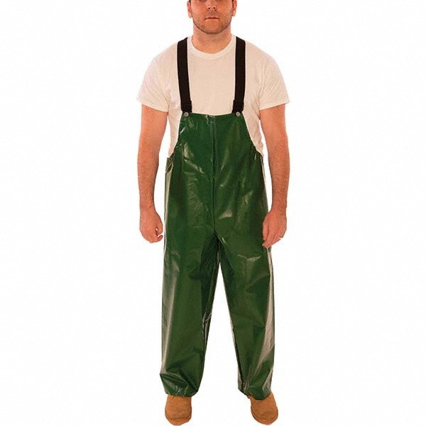 Non-Disposable Rain & Chemical-Resistant Bib Overalls: Green, Nylon