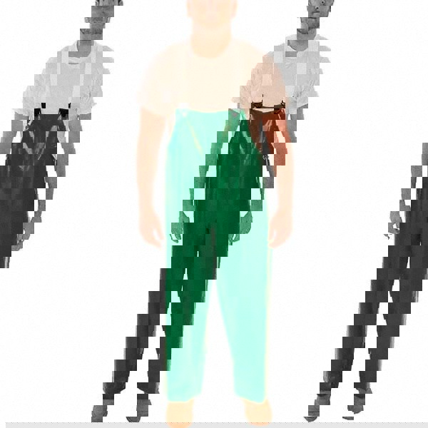 Rain Bib Overalls: Size Small, ASTM D6413, Green, Polyester