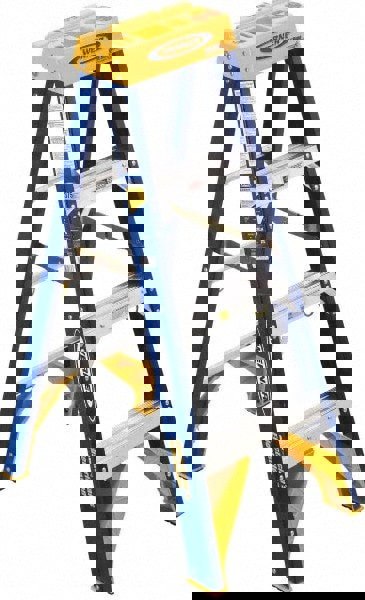 4 Step Fiberglass Foldable Step Ladder: Type IAA 375 lb Capacity 4' Height