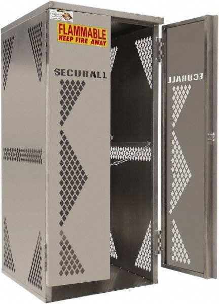 Flammable & Hazardous Storage Cabinets: 2 Door, Manual Closing, Silver