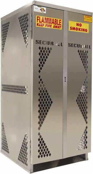 Flammable & Hazardous Storage Cabinets: 2 Door, Manual Closing, Silver