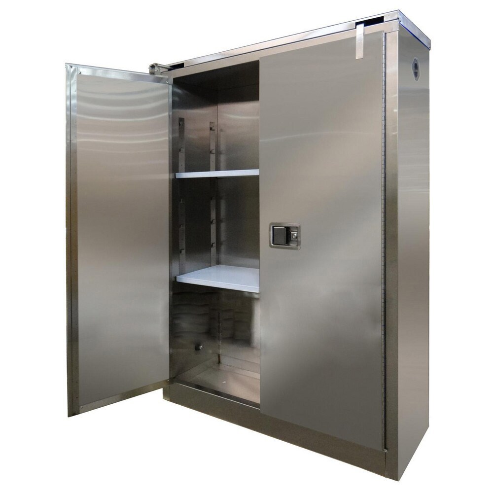 Flammable & Hazardous Storage Cabinets: 2 Door, Manual Closing, Silver