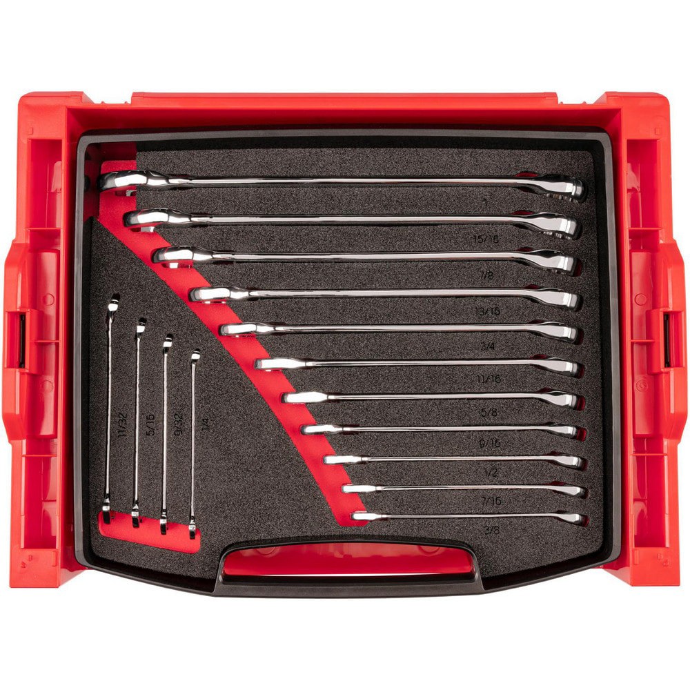 Wrench Sets; Set Type: Combination Wrench Set ; System Of Measurement: Inch ; Size Range: 1/4 - 1 in. ; Container Type: Foam Inserts; Drawer Insert; Rack ; Material: Steel ; Finish Coating: Chrome