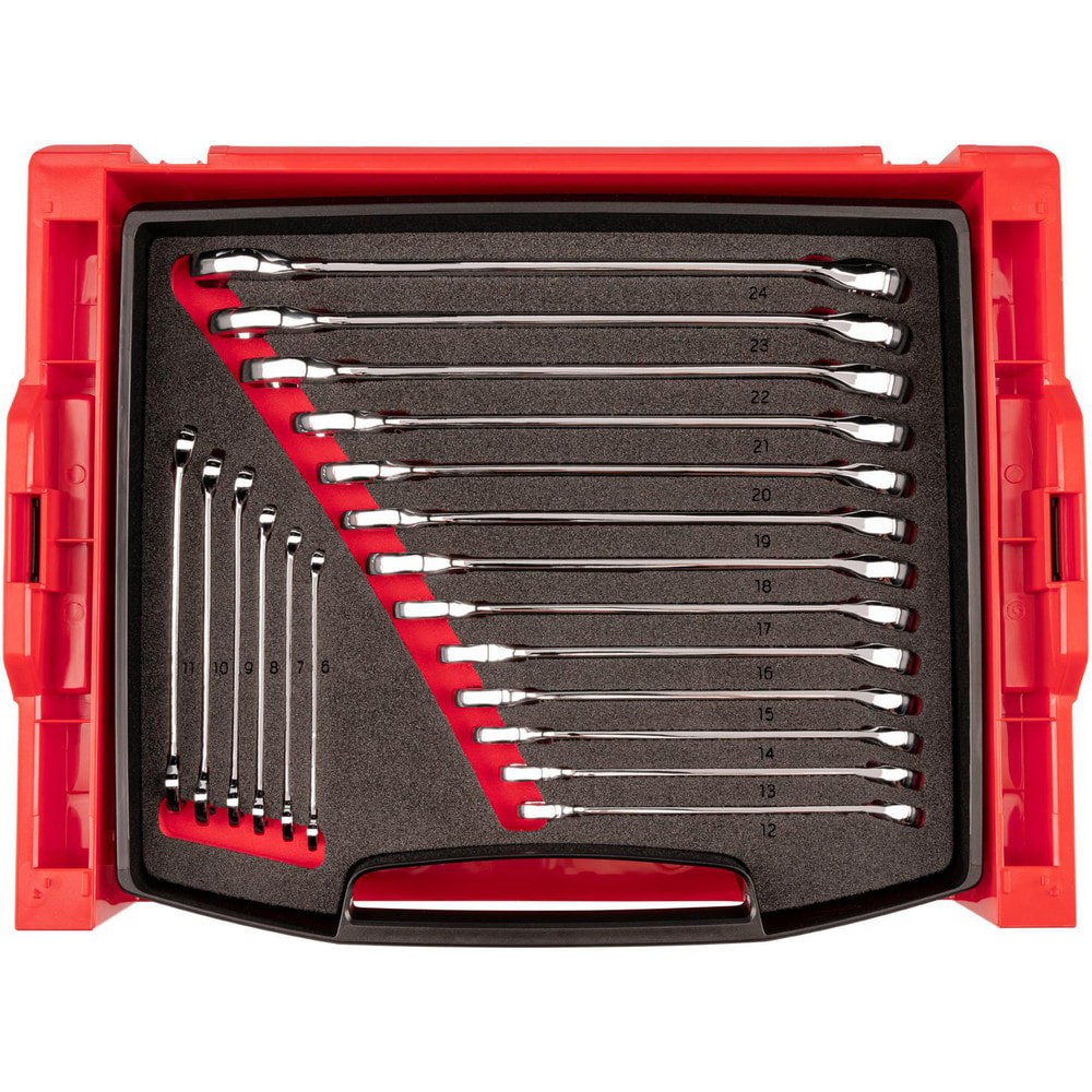 Wrench Sets; Set Type: Combination Wrench Set ; System Of Measurement: Metric ; Size Range: 6 - 24mm ; Container Type: Foam Inserts; Drawer Insert; Rack ; Material: Steel ; Finish Coating: Chrome
