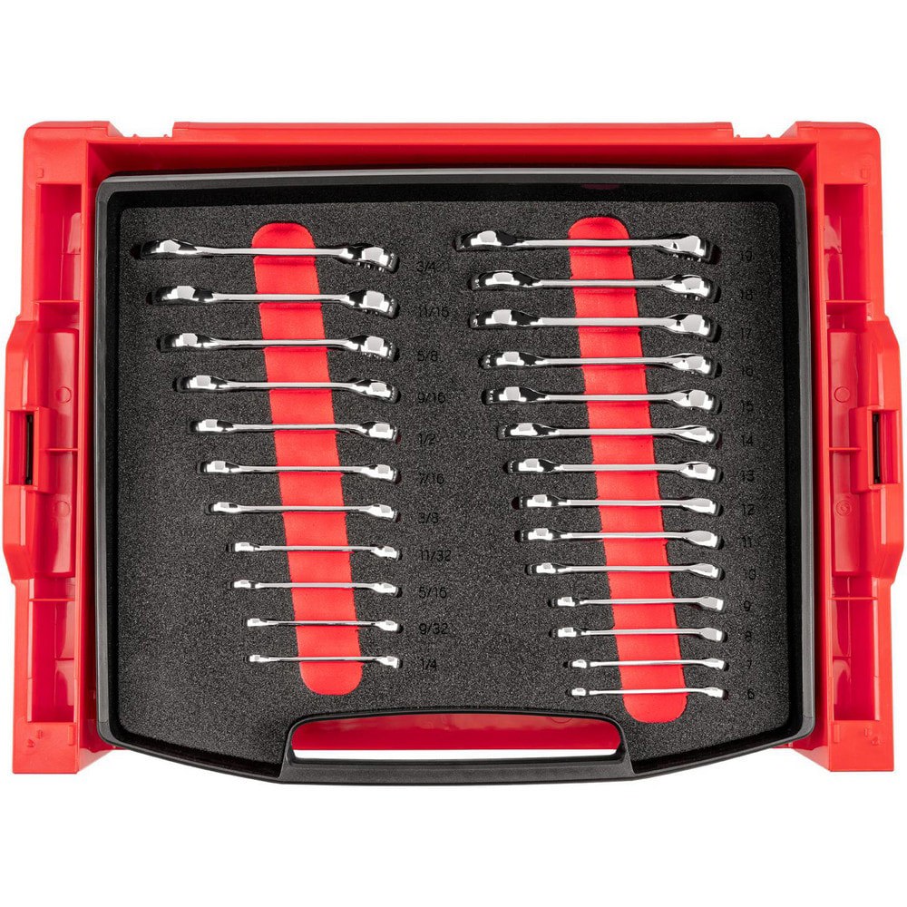 Wrench Sets; Set Type: Stubby Combination Wrench Set ; System Of Measurement: Inch/Metric ; Size Range: 1/4 - 3/4 in., 6 - 19mm ; Container Type: Foam Inserts; Drawer Insert; Rack ; Material: Steel ; Finish Coating: Chrome