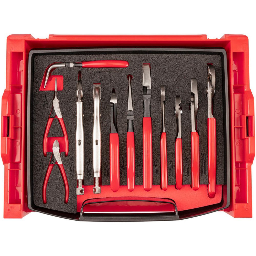 Plier Sets; Plier Type Included: Locking; Lineman's; Long Nose; Nut Jaw; Cutting; Slip Joint; Groove Joint; Mini ; Container Type: Drawer Storage Box ; Handle Material: Dipped Vinyl; Steel