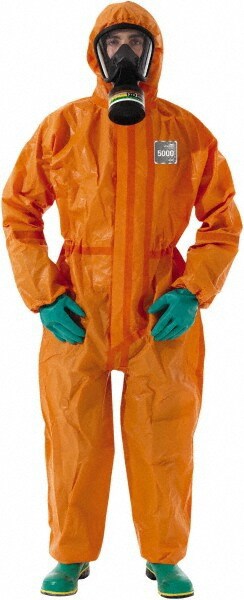 Series 68-5000 Non-Disposable Rain & Chemical-Resistant Coverall: Orange, Film Laminate