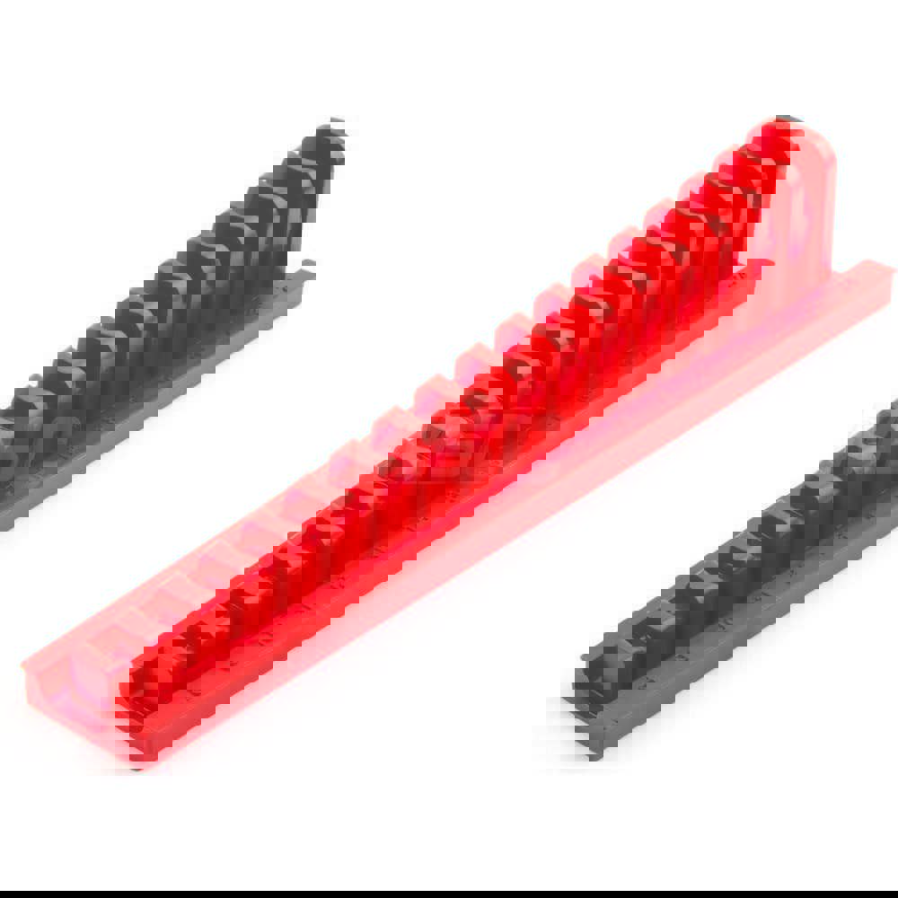 17-Tool 3/8 Inch Drive Crowfoot Wrench Organizer Rack, Red (8-24 mm)