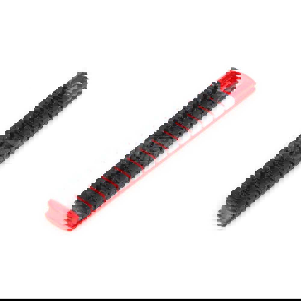 1/4 Inch Drive x 8 Inch Socket Rail, 13 Clips (Red)