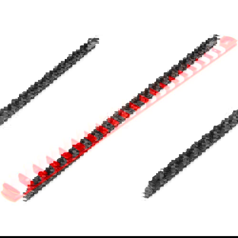 3/8 Inch Drive x 18 Inch Socket Rail, 20 Clips (Red)