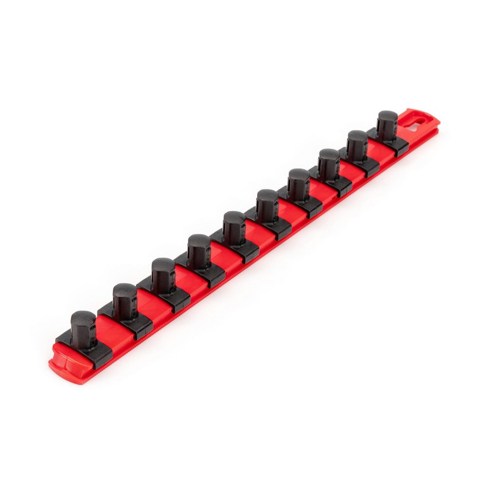 Socket Holders & Trays; Type: Socket Rail ; Drive Size: 1/2 in ; Number Of Sockets Held: 10 ; Overall Width: 1.1in ; Color: Red ; UNSPSC Code: 27112832