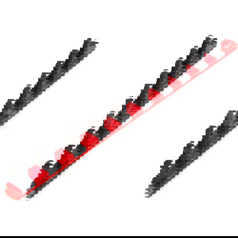 3/4 Inch Drive x 18 Inch Socket Rail, 10 Clips (Red)