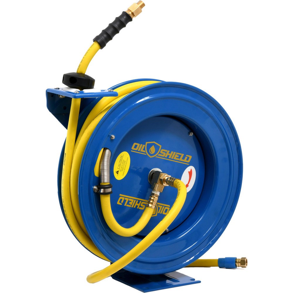 Hose Reels; Drive Type: Auto-Retractable ; Reel Type: Open ; Hose Length (Feet): 50.00 ; Hose Inside Diameter (Inch): 1/2 ; Application: Multi-Purpose; Automotive and Industrial ; Mount Type: Bolt Down