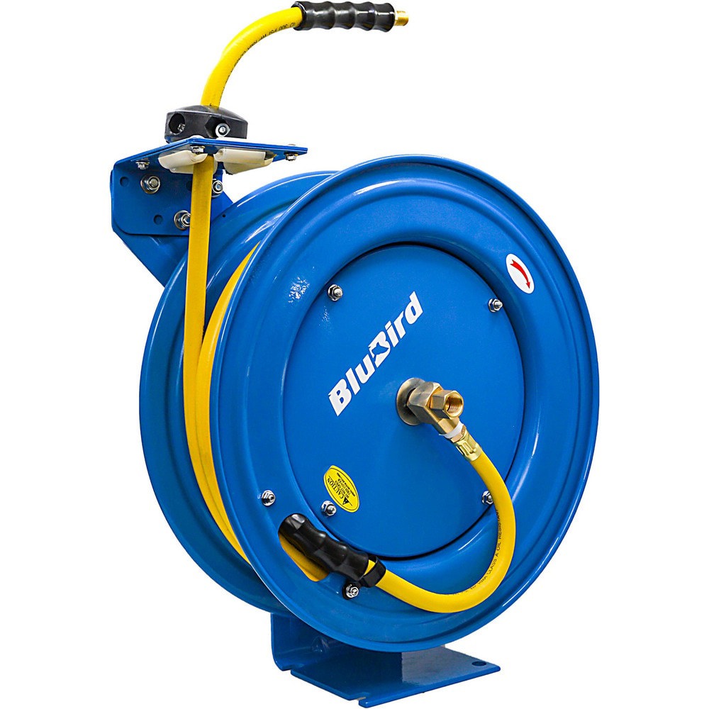 Hose Reels; Drive Type: Auto-Retractable ; Reel Type: Open ; Hose Length (Feet): 50.00 ; Hose Inside Diameter (Inch): 3/8 ; Application: Multi-Purpose; Automotive and Industrial ; Mount Type: Bolt Down