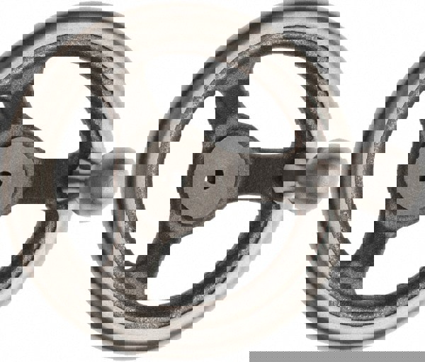 Spoked Offset Handwheel: Revolving Handle, Cast Iron, Plain Finish