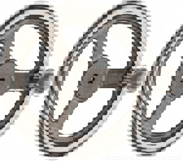 Spoked Offset Handwheel: Revolving Handle, Cast Iron, Plain Finish