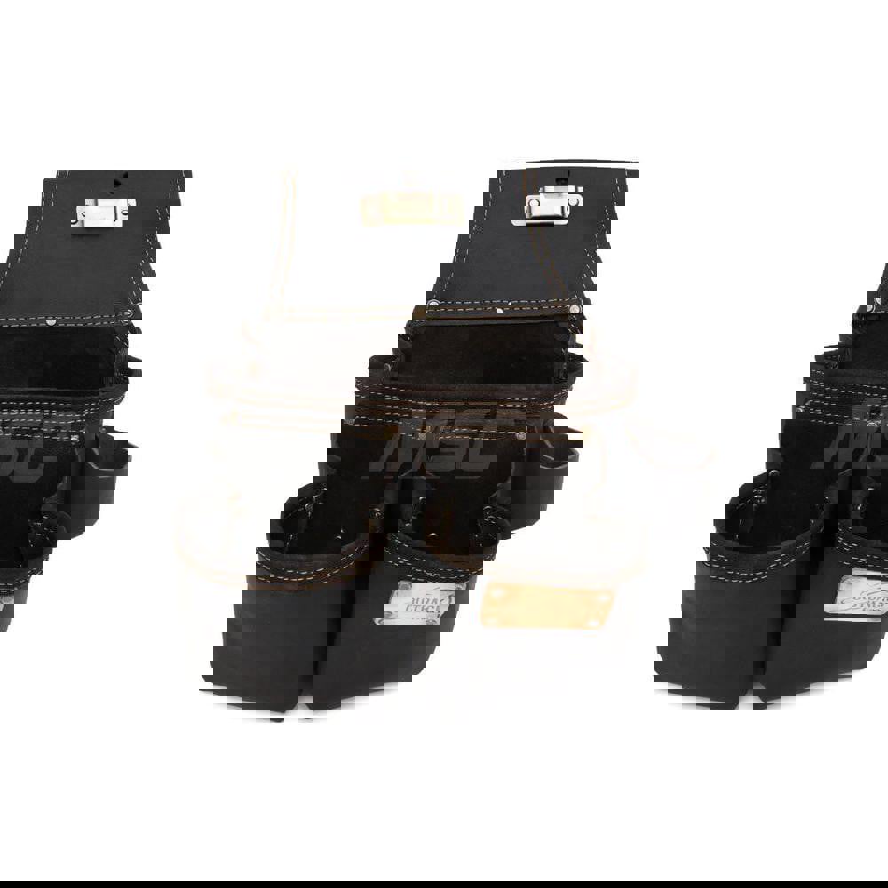 Carpenters Nail & Tool Bag/Pouch: 3 Pockets, Oil-Tanned Leather, Brown