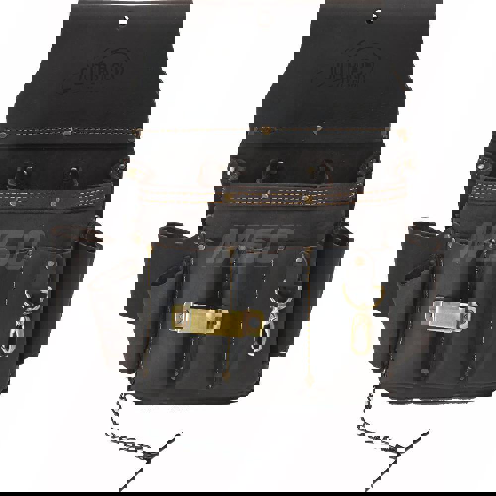 Tool Pouch: 4 Pockets, Oil-Tanned Leather, Brown