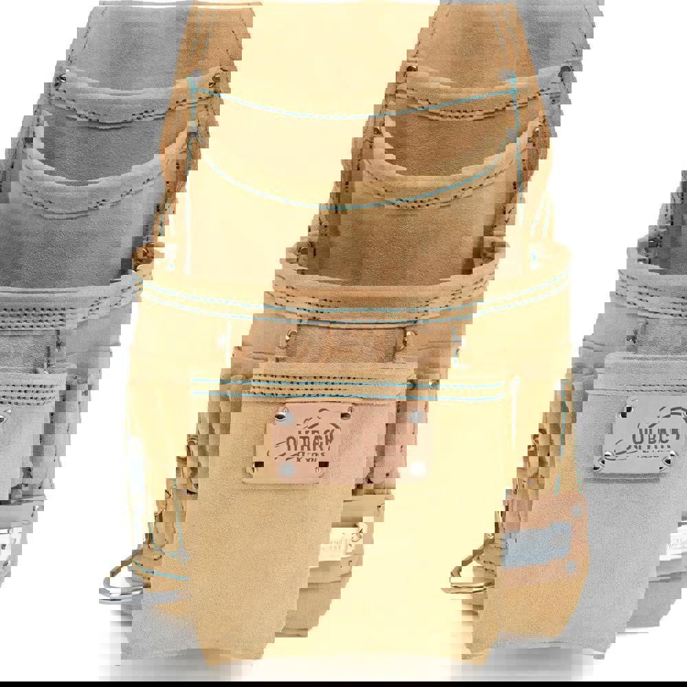 Carpenters Nail & Tool Bag /Pouch: 10 Pockets, Suede Leather, Tan