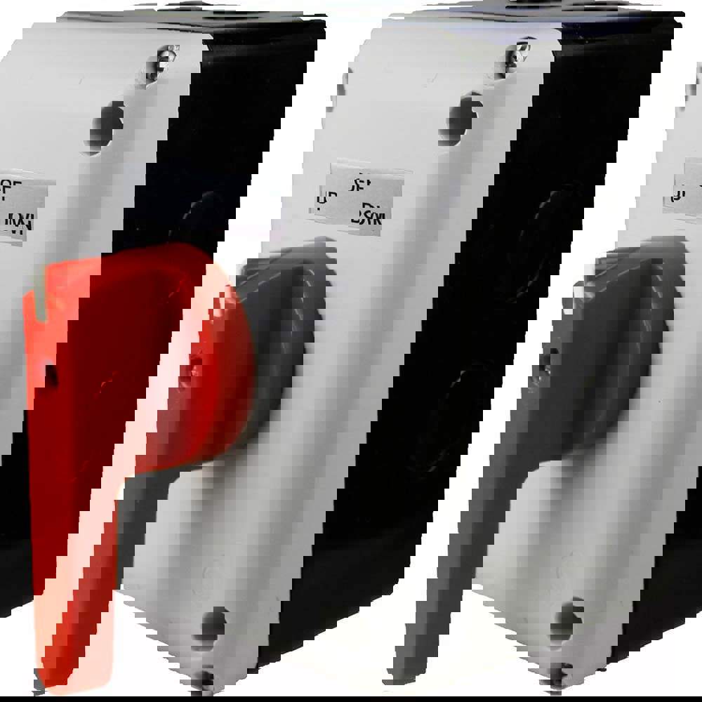 Selector Switch: Momentary (MO), 20 Amp, Red Handle