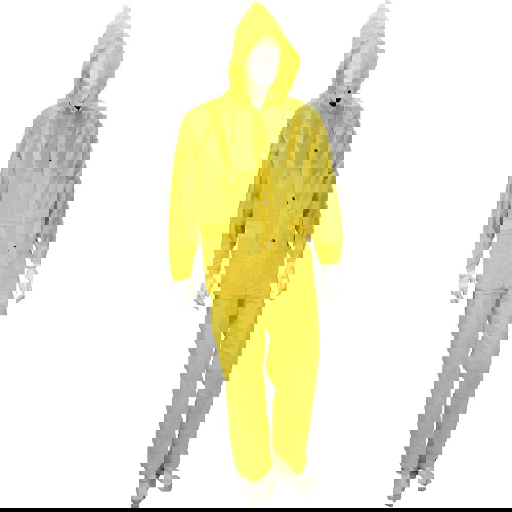 Rain Suit with Pants: Size X-Large, Non-Hazardous Protection, Yellow, PVC
