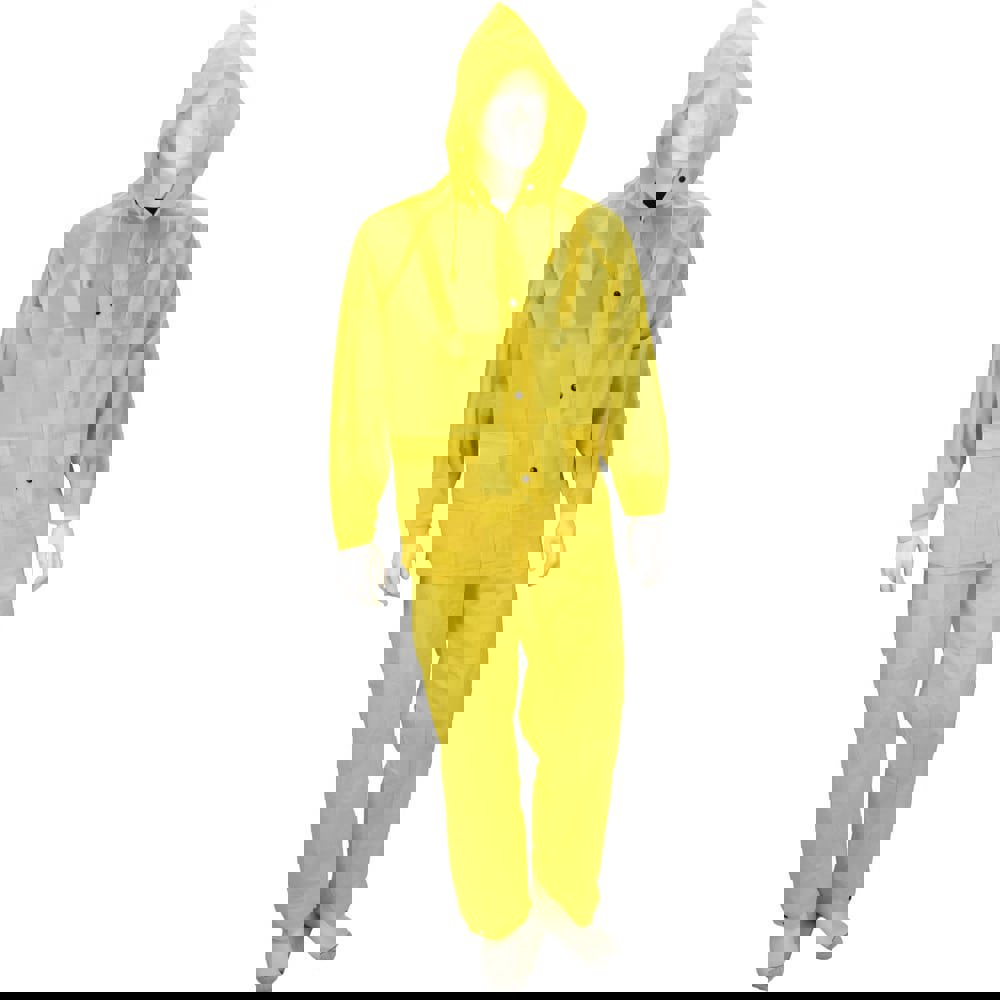 Rain Suit with Pants: Size Medium, Non-Hazardous Protection, Yellow, PVC