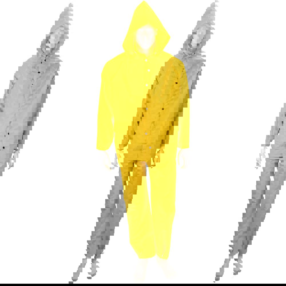 Rain Suit with Pants: Size Medium, Non-Hazardous Protection, Yellow, Polyester & PVC