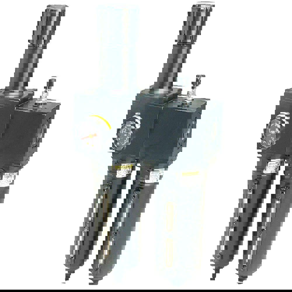 FRL Combination Unit: 1 NPT, Heavy-Duty, 2 Pc Filter/Regulator-Lubricator with Pressure Gauge