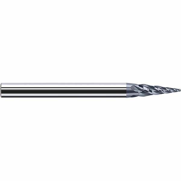 Tapered End Mill: 4 Flutes, Solid Carbide, Tapered End
