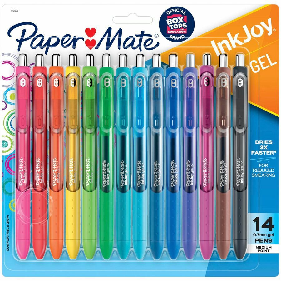 Gel Roller Ball Pen: Conical Tip, Assorted Ink